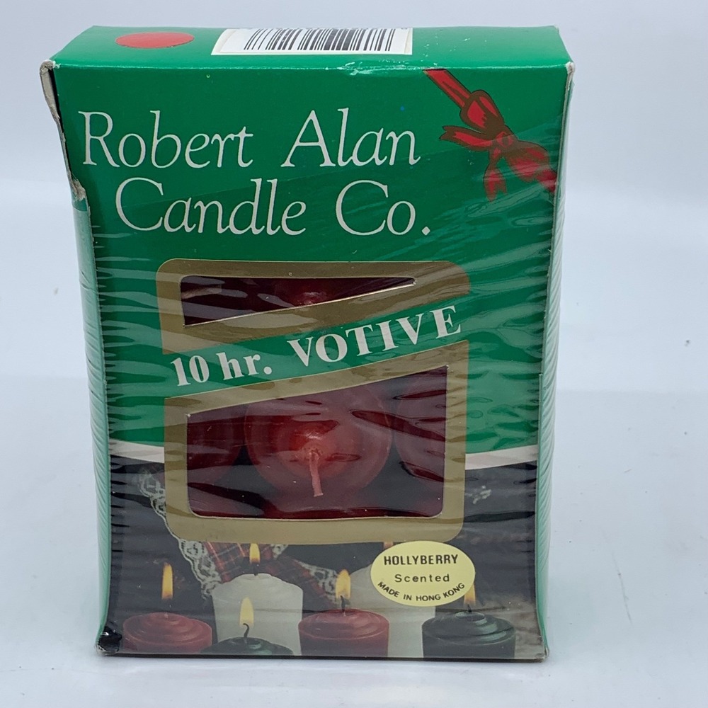 Vintage‎ Christmas Red Votive Candles Set of 12 Holly Berry Scented Robert Alan